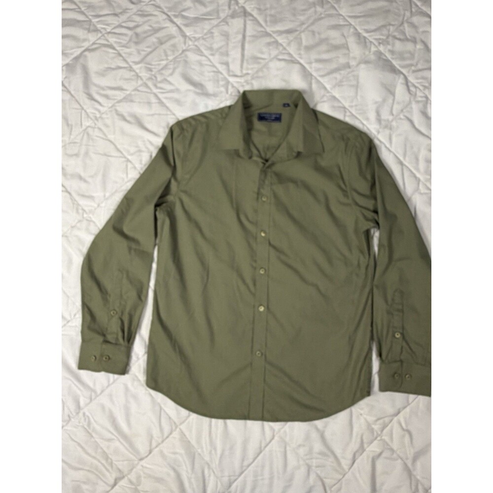 Alimens & Gentle Olive Long Sleeve Button-Up Shirt Cotton Blend Size M